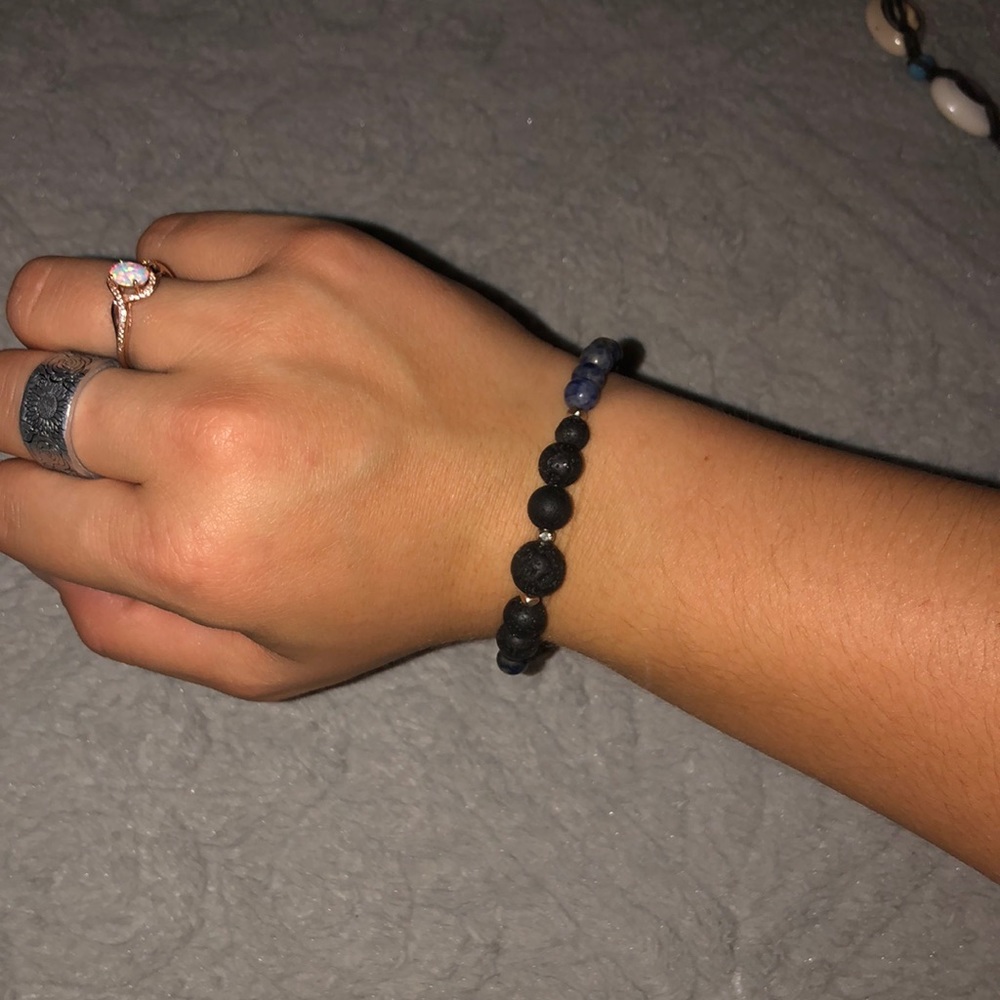 Lava Rock and Blue Stone bracelet